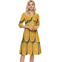 Orange Slices Cross Sections Pattern Classy Knee Length Dress by artworkshop