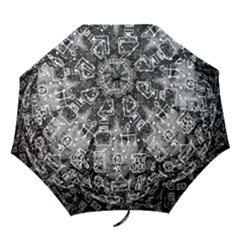 Black White Background Burnout Template Doodle Folding Umbrellas by Wegoenart