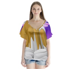 Europa Positive Thinking Mountain V-neck Flutter Sleeve Top by Wegoenart