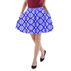 Portuguese Tiles Vibes Plaids A-line Pocket Skirt by ConteMonfrey
