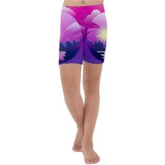 Landscape Illustration Illustrator Kids  Lightweight Velour Capri Yoga Leggings