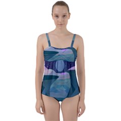 Landscapes Moon Stars Night Twist Front Tankini Set