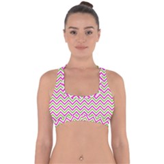 Mave,chevron,white,navi,purple Cross Back Hipster Bikini Top 