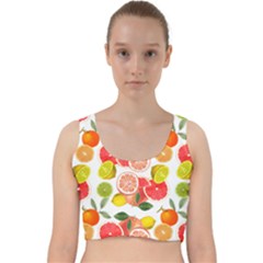 Citrus Fruit Seamless Pattern Velvet Racer Back Crop Top by Wegoenart