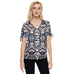 Embroidered Symmetry Bow Sleeve Button Up Top by kaleidomarblingart