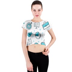 Pattern Business Graphics Seamless Crew Neck Crop Top