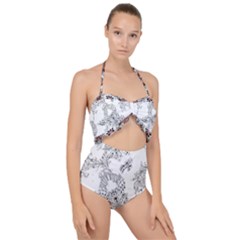 Im Fourth Dimension Black White 34 Scallop Top Cut Out Swimsuit