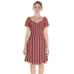 Illustration Template Background Red Strip Short Sleeve Bardot Dress by Wegoenart