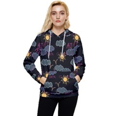 Illustration Cloud Computing Pattern Women s Lightweight Drawstring Hoodie by Wegoenart