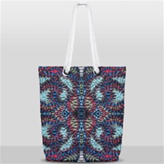 Blue Onn Burgundy Full Print Rope Handle Tote (small) by kaleidomarblingart