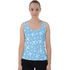 Plane Sky Background Pattern Velvet Tank Top by danenraven