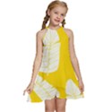 Yellow Banana Leaves Kids  Halter Collar Waist Tie Chiffon Dress View1