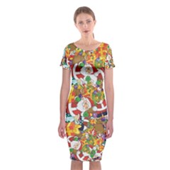 Background Christmas Santa Claus Classic Short Sleeve Midi Dress by danenraven