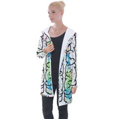 Illustration Brain Mind Psychology Idea Drawing Longline Hooded Cardigan by Ravend