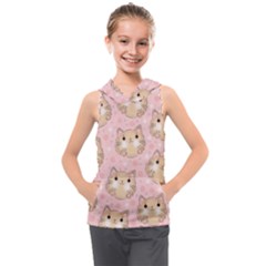 Cat Pattern Pink Background Kids  Sleeveless Hoodie