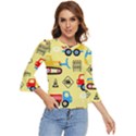Seamless pattern vector industrial vehicle cartoon Bell Sleeve Top View1