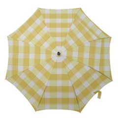 Cute Plaids White Yellow Hook Handle Umbrellas (medium) by ConteMonfrey