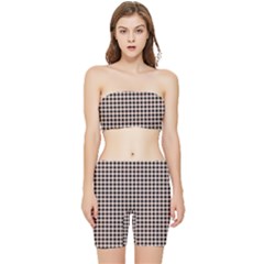 Purple Black Small Plaids Stretch Shorts And Tube Top Set by ConteMonfrey