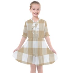Clean Brown And White Plaids Kids  All Frills Chiffon Dress by ConteMonfrey