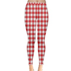 Straight Red White Small Plaids Inside Out Leggings by ConteMonfrey