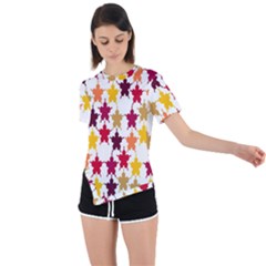 Abstract-flower Asymmetrical Short Sleeve Sports Tee