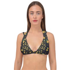 Nature Pattern Texture Flower Wing Double Strap Halter Bikini Top