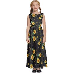 Nature Pattern Texture Flower Wing Kids  Satin Sleeveless Maxi Dress by Wegoenart