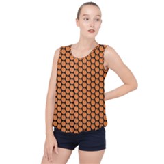 Cute Pumpkin Black Small Bubble Hem Chiffon Tank Top