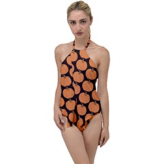 Black And Orange Pumpkin Go With The Flow One Piece Swimsuit by ConteMonfrey