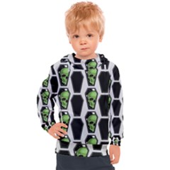 Coffins And Skulls - Modern Halloween Decor  Kids  Hooded Pullover by ConteMonfrey