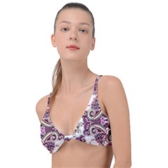 Multicolored Pattern Illustration Purple Peacock Knot Up Bikini Top