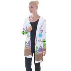 Alien Ufo Star Universe Star Vector Image Longline Hooded Cardigan