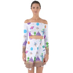 Alien Ufo Star Universe Star Vector Image Off Shoulder Top With Skirt Set