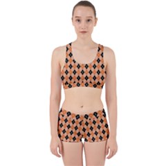 Halloween Inspired Black Orange Diagonal Plaids Work It Out Gym Set by ConteMonfrey