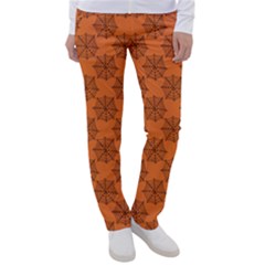 Halloween Black Orange Spider Web   Women s Casual Pants by ConteMonfrey