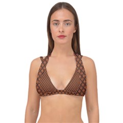 Halloween Palette Plaids Orange, Black Geometric  Double Strap Halter Bikini Top by ConteMonfrey
