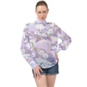 Purple Japanese Pattern Texture Violet Textile High Neck Long Sleeve Chiffon Top View1