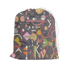 Illustration Shape Tribal Pattern Round Drawstring Pouch (2xl) by Wegoenart