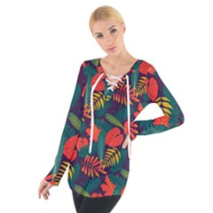 Leaves Pattern Wallpaper Seamless Tie Up Tee