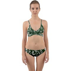 Leaves Pattern Wallpaper Watercolor Wrap Around Bikini Set by Wegoenart