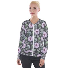Flower  Petal  Spring Watercolor Velvet Zip Up Jacket by Ravend