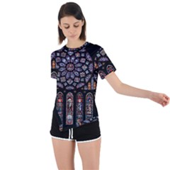 Chartres Cathedral Notre Dame De Paris Amiens Cath Stained Glass Asymmetrical Short Sleeve Sports Tee