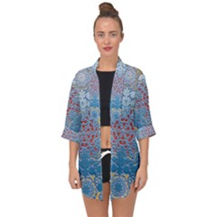 Abstract Background Pattern Tile Open Front Chiffon Kimono by Wegoenart