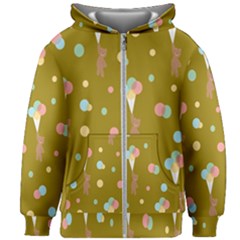 Bear 3 Kids  Zipper Hoodie Without Drawstring