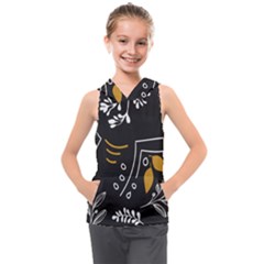 Leaves Coffee Digital Paper Cup Kids  Sleeveless Hoodie by Wegoenart