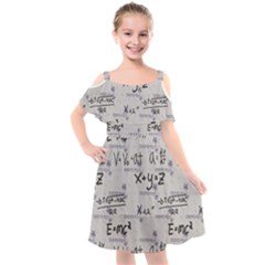 Pattern Wallpaper Math Formula Albert Einstein Kids  Cut Out Shoulders Chiffon Dress by danenraven