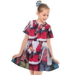 Santa On Christmas 3 Kids  Short Sleeve Shirt Dress by artworkshop