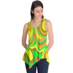 Groovy Wavy Pattern Colorful Pattern Sleeveless Tunic by Wegoenart