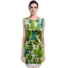 Seamless-forest-pattern-cartoon-tree Classic Sleeveless Midi Dress