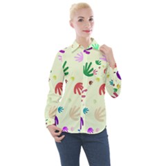 Doodle Squiggles Colorful Pattern Women s Long Sleeve Pocket Shirt